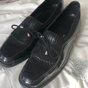 Ara black leather shoes. Slip on with tassels. Size 10 women’s.